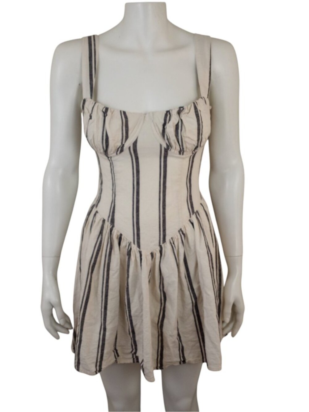 Future Collective Jenee Naylor Corset Mini Dress Womens 8 Ivory Striped